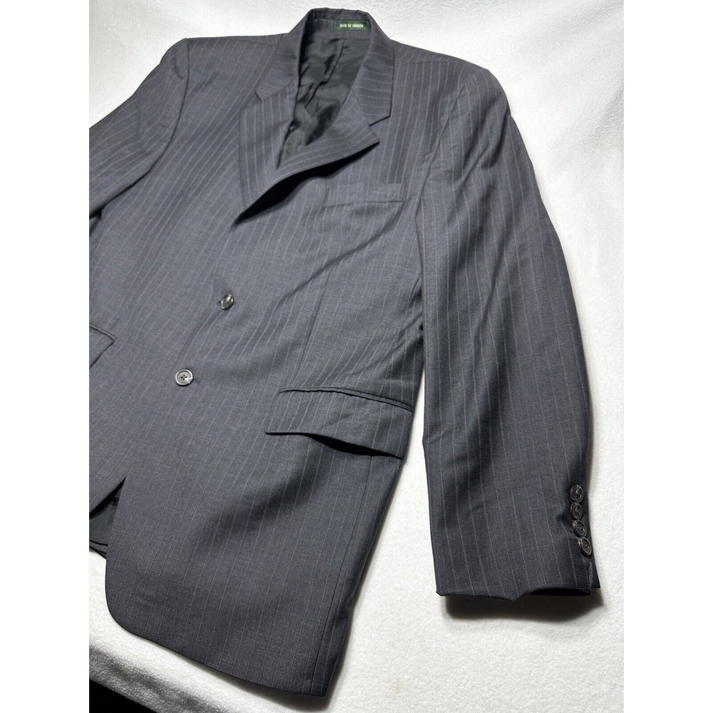 Ralph Lauren Gray Woolmark Wool Blazer Sport Jacket Coat 42R Pinstripes